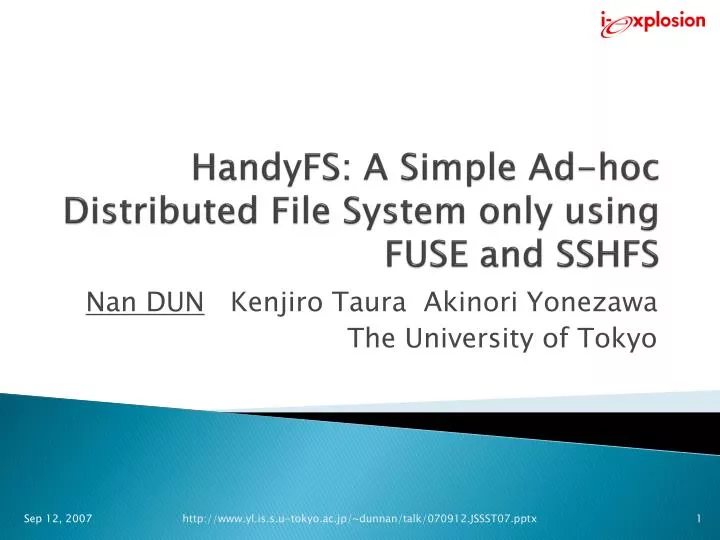 handyfs a simple ad hoc distributed file system only using fuse and sshfs
