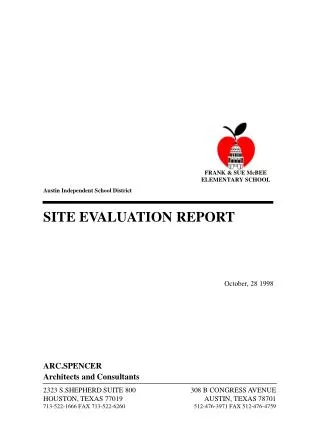 SITE EVALUATION REPORT