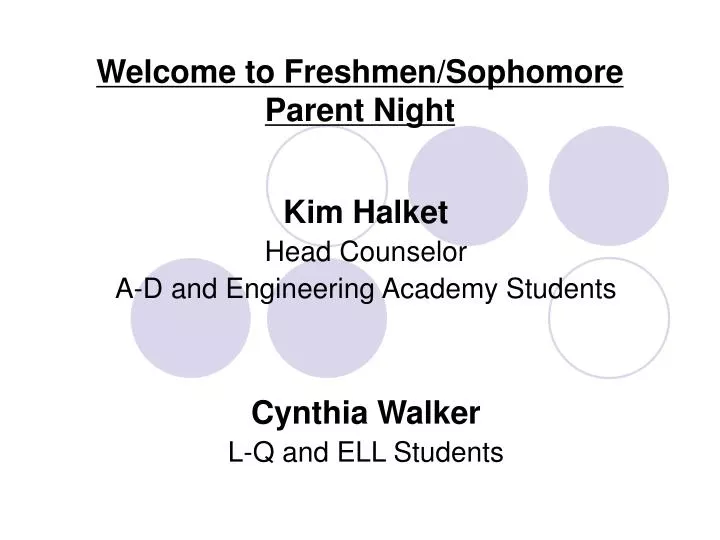 welcome to freshmen sophomore parent night