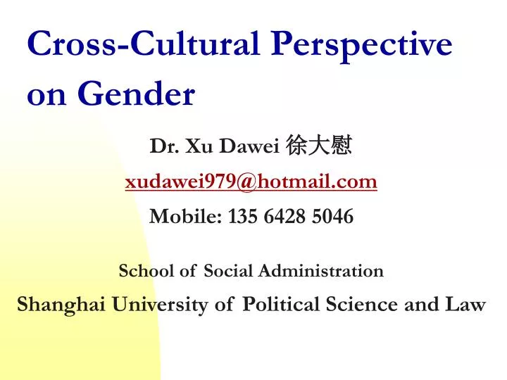 cross cultural perspective on gender