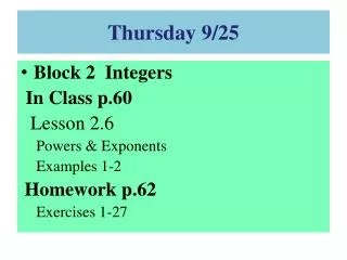 thursday 9 25
