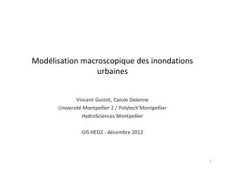 mod lisation macroscopique des inondations urbaines