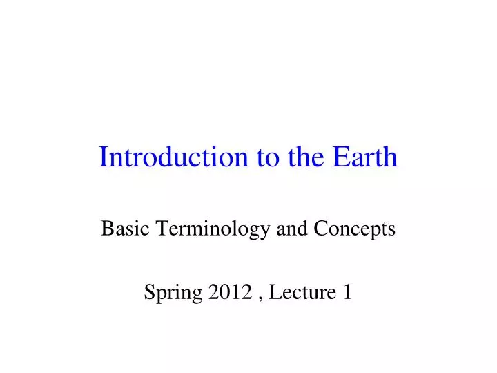 introduction to the earth