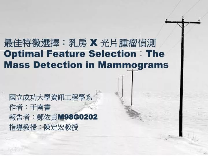 x optimal feature selection the mass detection in mammograms