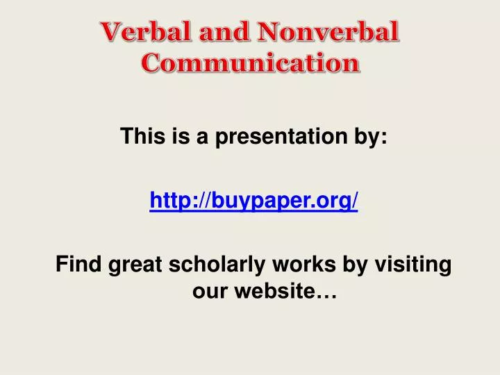 verbal and nonverbal communication