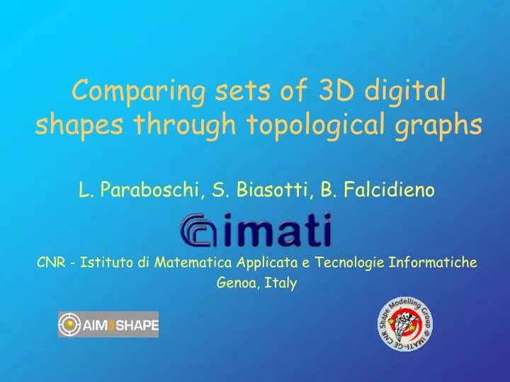 comparing sets of 3d digital shapes through topological graphs