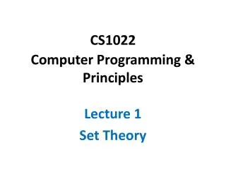 cs1022 computer programming principles