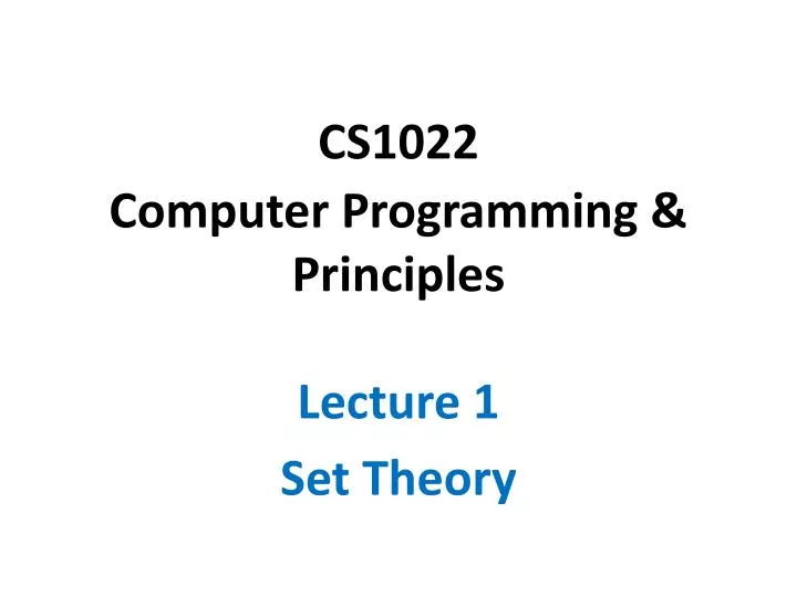 cs1022 computer programming principles