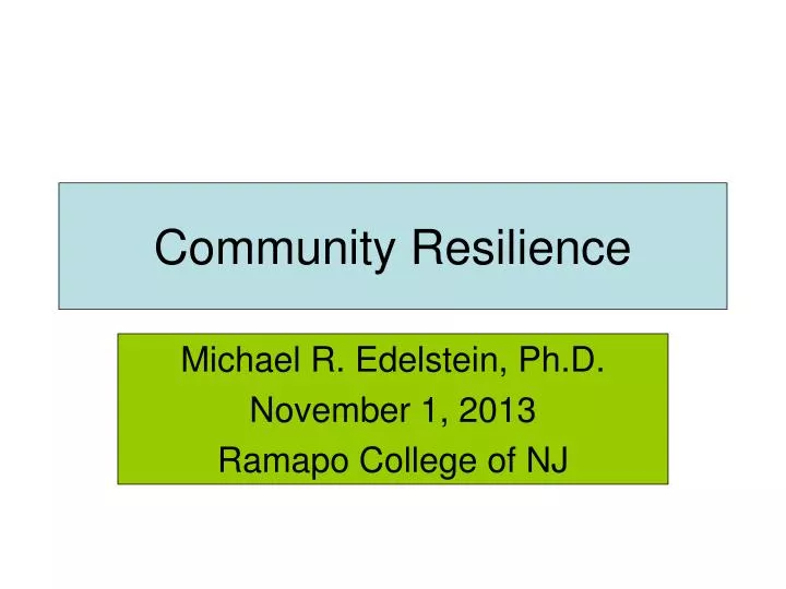 community resilience