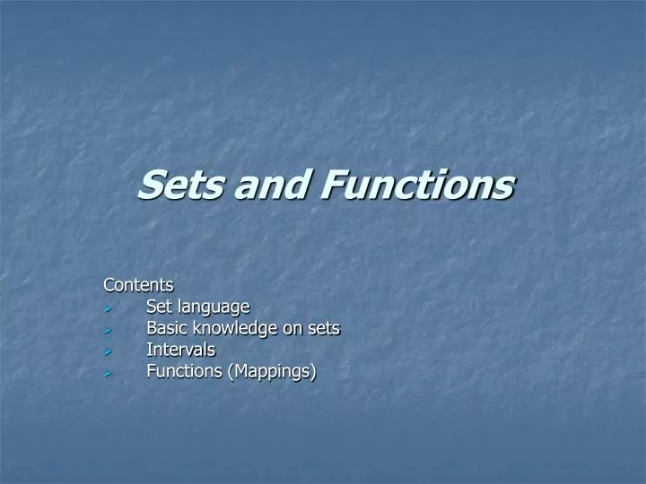 sets and functions