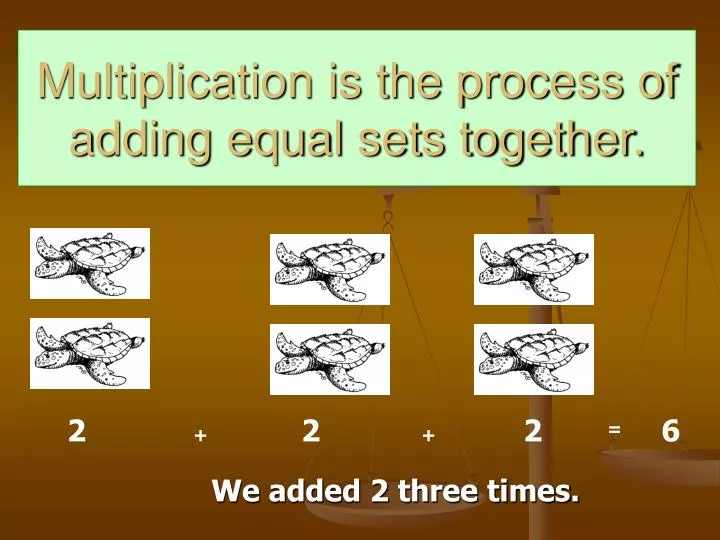 multiplication is the process of adding equal sets together