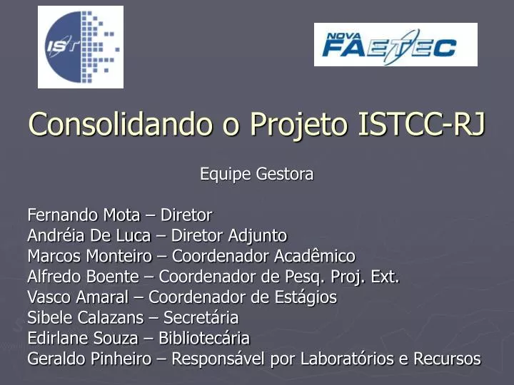 consolidando o projeto istcc rj