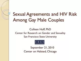 Sexual Agreements and HIV Risk Among Gay Male Couples