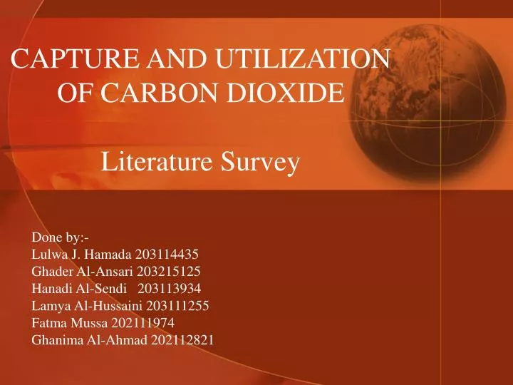 capture and utilization of carbon dioxide literature survey