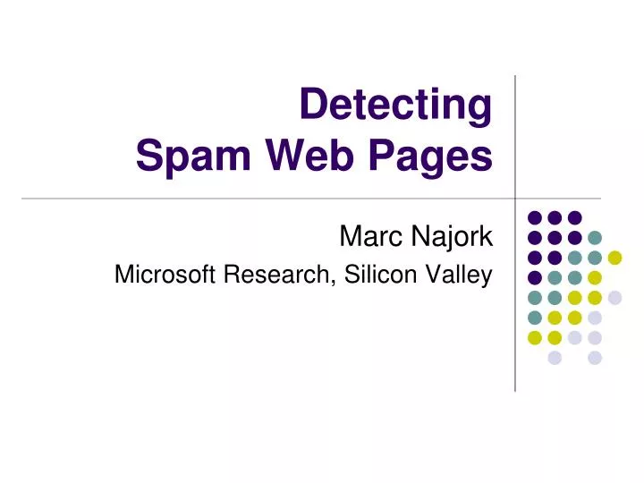 detecting spam web pages