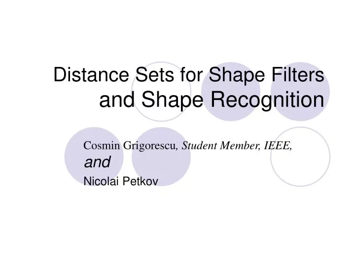 distance sets for shape filters and shape recognition