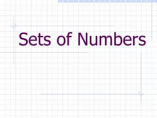 sets of numbers