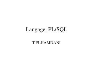 Langage PL/SQL