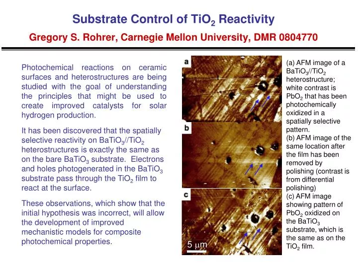 substrate control of tio 2 reactivity gregory s rohrer carnegie mellon university dmr 0804770