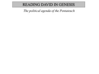READING DAVID IN GENESIS