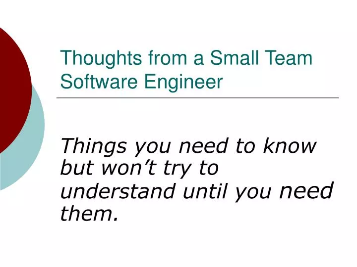 thoughts from a small team software engineer