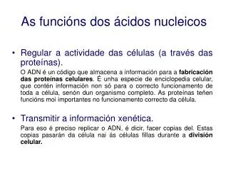 as funci ns dos cidos nucleicos