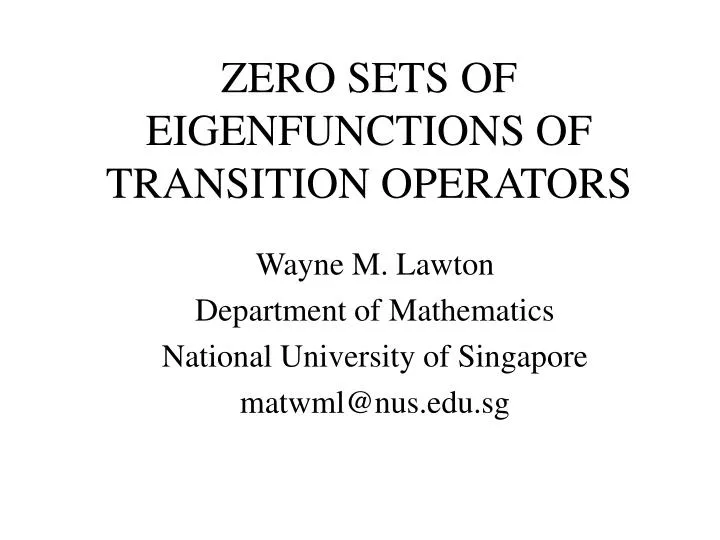 zero sets of eigenfunctions of transition operators