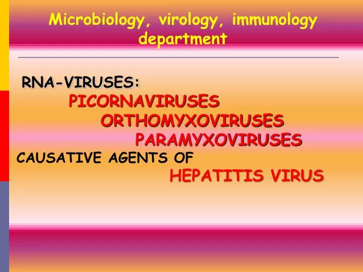 rna viruses picornaviruses orthomyxoviruses paramyxoviruses causative agents of hepatitis virus