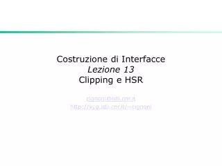 costruzione di interfacce lezione 13 clipping e hsr