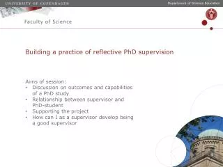 Building a practice of reflective PhD supervision