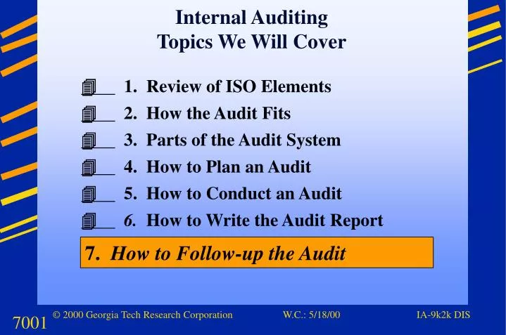internal auditing topics we will cover