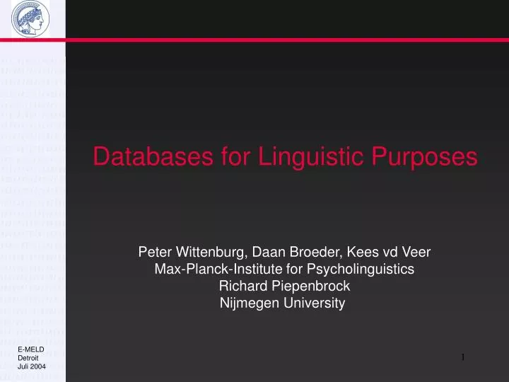 databases for linguistic purposes