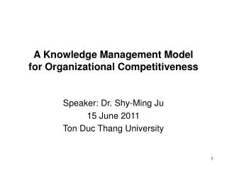 A Knowledge Management Model for Organizational Competitiveness