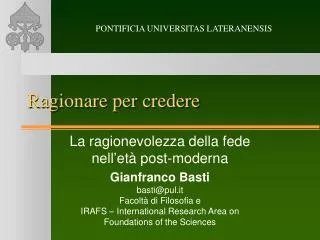 ragionare per credere