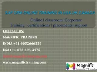 Sap Crm Online Training in Usa,Uk,Canada