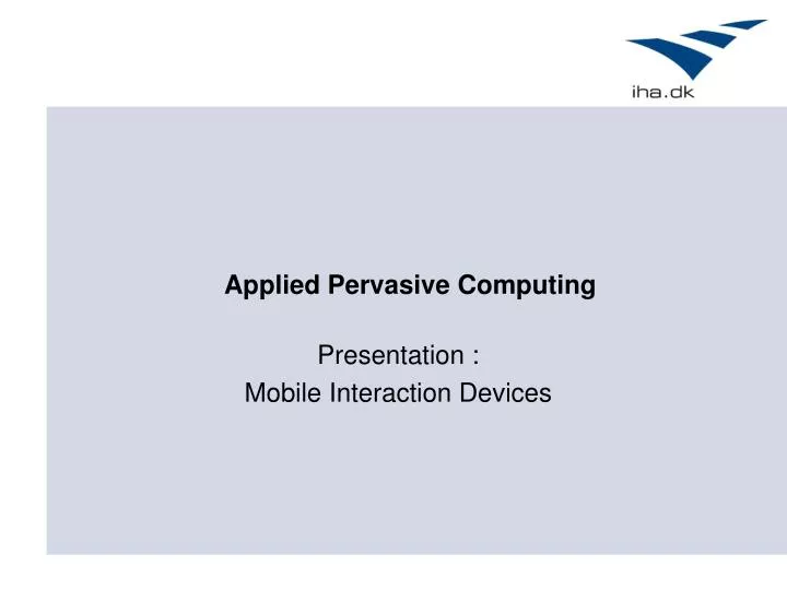 applied pervasive computing