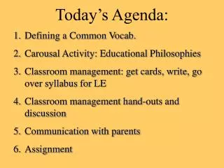 today s agenda