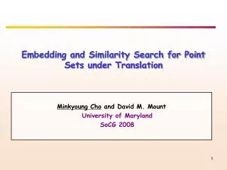 Embedding and Similarity Search for Point Sets under Translation