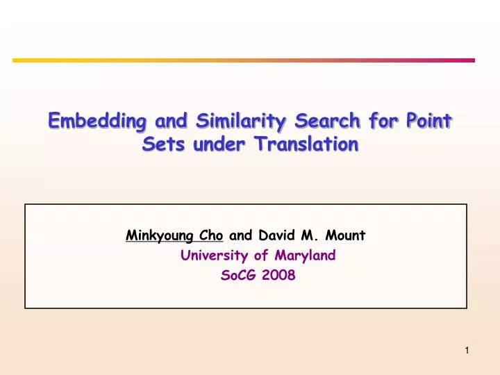 embedding and similarity search for point sets under translation