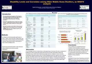 Disability Levels and Correlates among Older Mobile Home Dwellers, an NHATS analysis