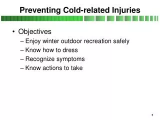 Preventing Cold-related Injuries