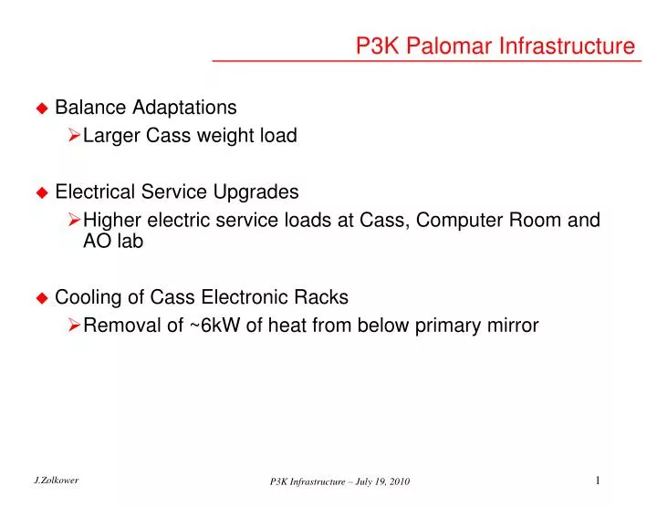p3k palomar infrastructure