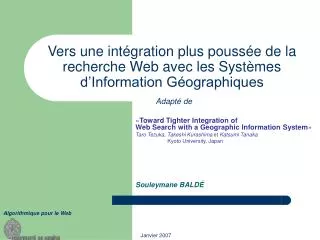 vers une int gration plus pouss e de la recherche web avec les syst mes d information g ographiques