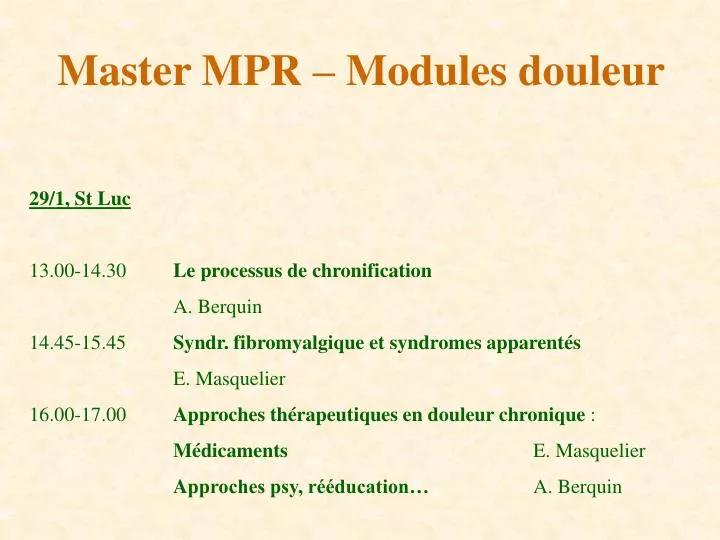 master mpr modules douleur