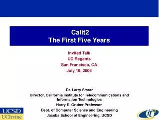 Calit2 The First Five Years