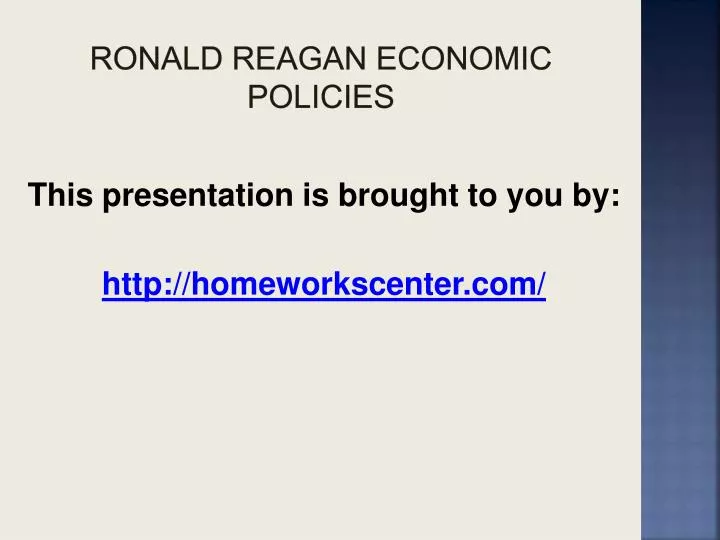 ronald reagan economic policies