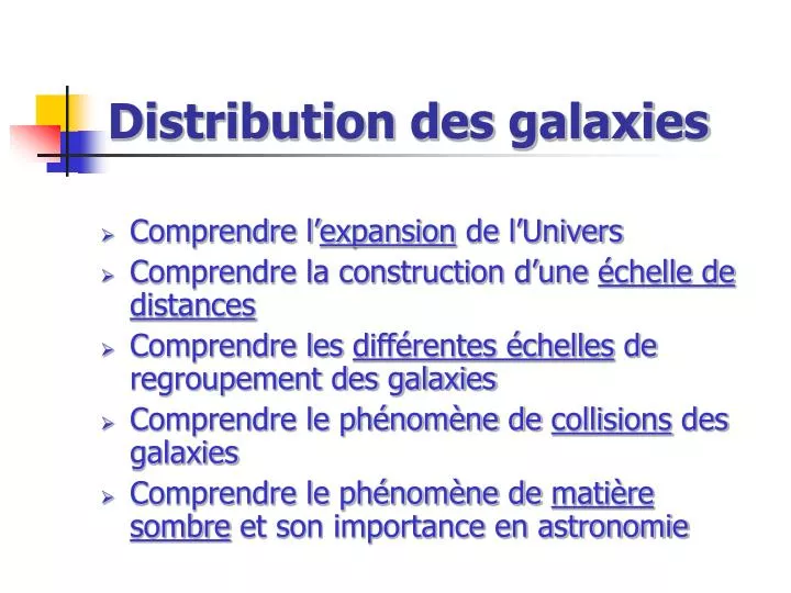 distribution des galaxies