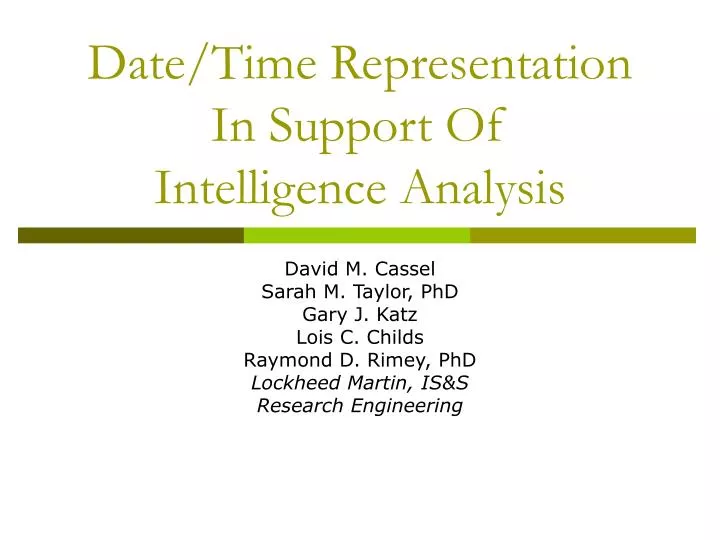 date time representation in support of intelligence analysis