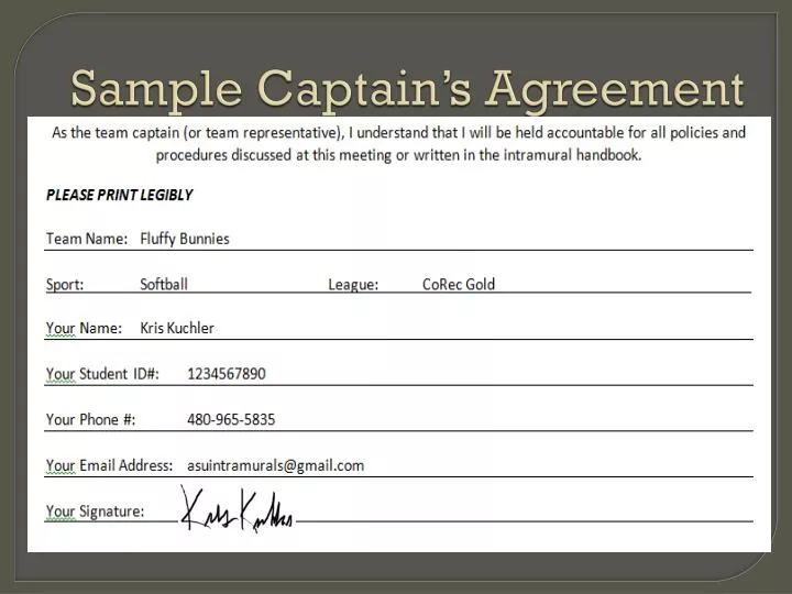 sample captain s agreement