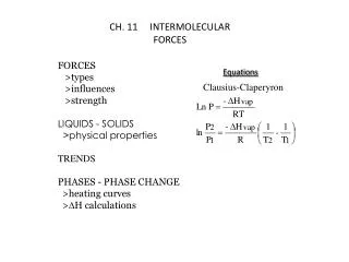 CH. 11 INTERMOLECULAR FORCES